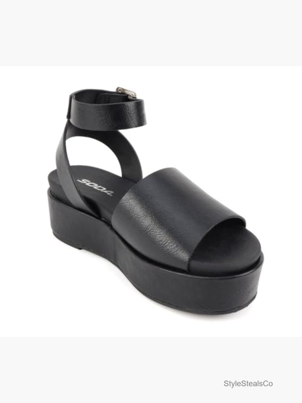 Round Toe Platform Sandal with Adjustable Ankle Strap - Picture 4 of 5